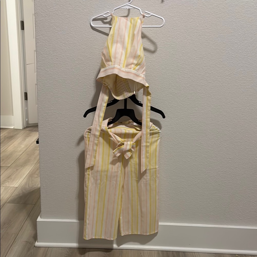 GB girls Yellow and Pink Striped Matching Set